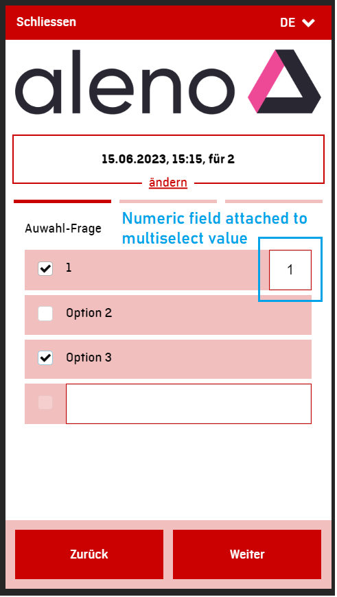 Aleno - Multiselect with numeric